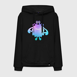 Толстовка-худи хлопковая мужская Monster cartoon blue purple, цвет: черный