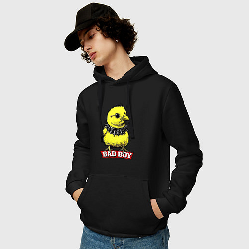 Мужская толстовка-худи Bad boy chicken / Черный – фото 3