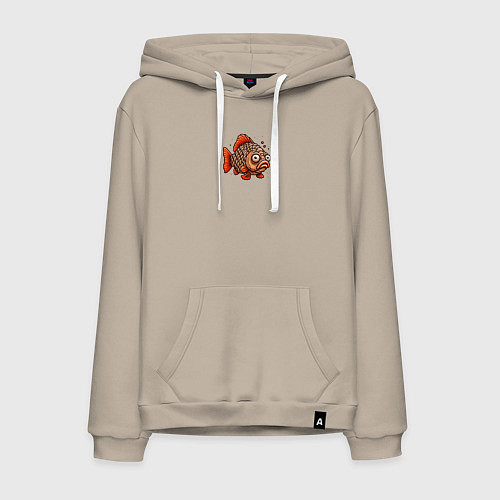 Мужская толстовка-худи Забавная коричнева рыба / Миндальный – фото 1