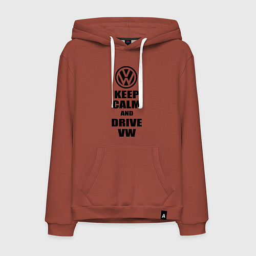 Мужская толстовка-худи Keep Calm & Drive VW / Кирпичный – фото 1