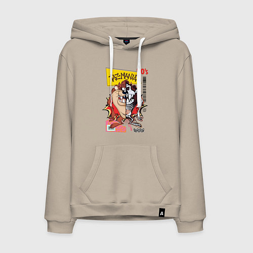 Мужская толстовка-худи Taz mania - тасманский дьявол / Миндальный – фото 1