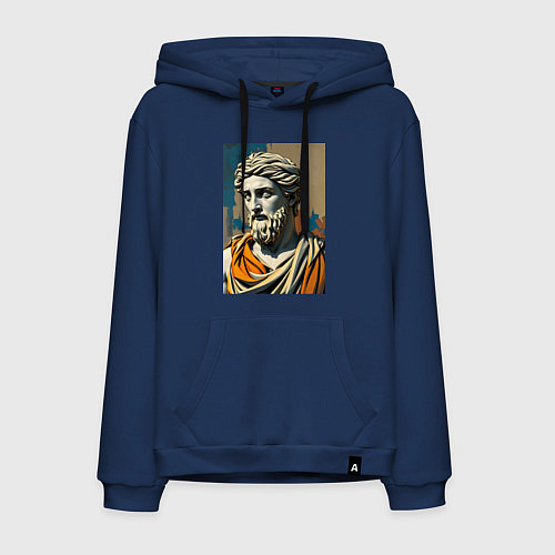 Мужская толстовка-худи Античная статуя в теплых тонах / Тёмно-синий – фото 1