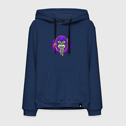 Толстовка-худи хлопковая мужская Purple monkey, цвет: тёмно-синий