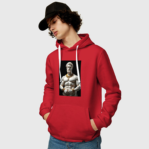 Мужская толстовка-худи Античный герой с цепочкой / Красный – фото 3