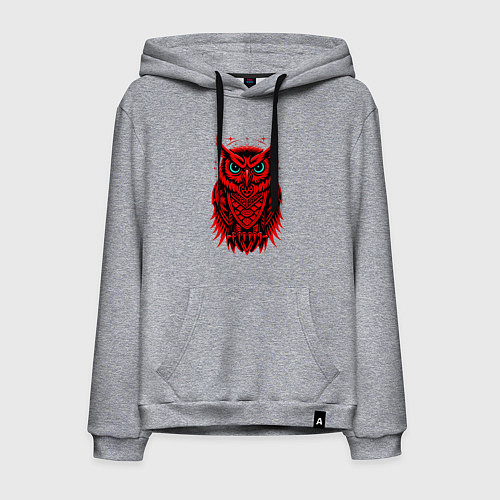 Мужская толстовка-худи Сова красная / Меланж – фото 1