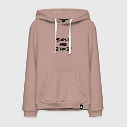 Толстовка-худи хлопковая мужская Depeche Mode - people are people font, цвет: пыльно-розовый