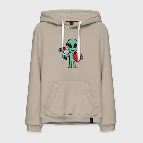 Мужская толстовка-худи Влюблённый инопланетянин / Миндальный – фото 1