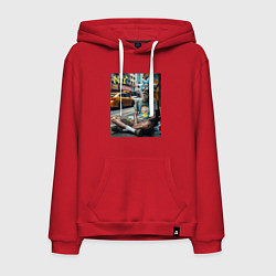 Толстовка-худи хлопковая мужская Rick Sanchez is a hippie from New York, цвет: красный