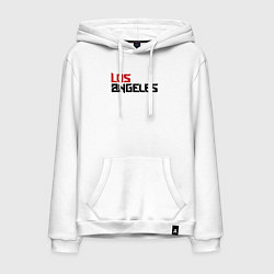 Толстовка-худи хлопковая мужская USA Los Angeles, цвет: белый