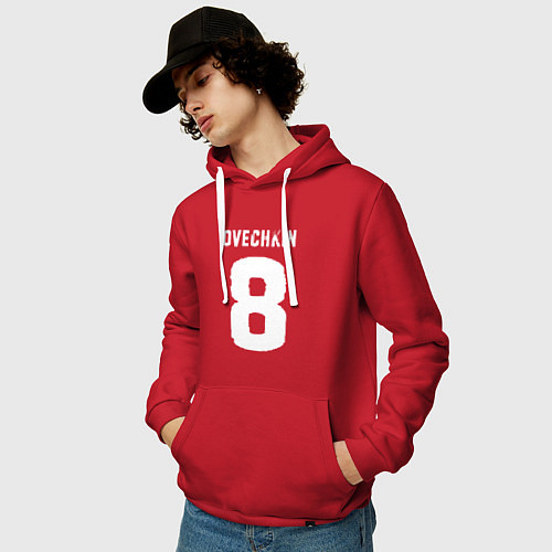 Мужская толстовка-худи Овечкин 8 на английском / Красный – фото 3