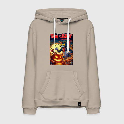 Мужская толстовка-худи Tom vs Jerry - halloween fantasy / Миндальный – фото 1