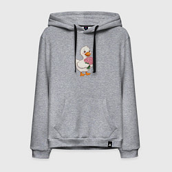 Толстовка-худи хлопковая мужская Милая уточка с букетом роз, цвет: меланж