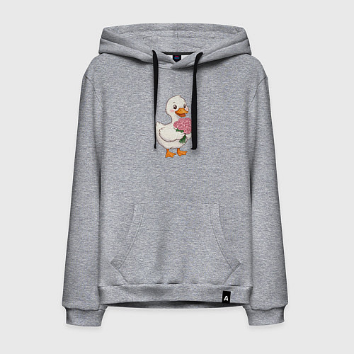 Мужская толстовка-худи Милая уточка с букетом роз / Меланж – фото 1