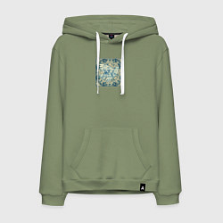 Толстовка-худи хлопковая мужская Голубь мира, цвет: авокадо