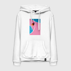 Толстовка-худи хлопковая мужская Баскетбольная площадка сверху и мяч, цвет: белый