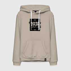 Толстовка-худи хлопковая мужская Черный квадрат 1976, цвет: миндальный