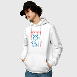Толстовка-худи хлопковая мужская Maneki neko, цвет: белый — фото 2