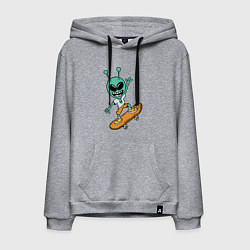 Толстовка-худи хлопковая мужская Инопланетянин на скейтборде, цвет: меланж