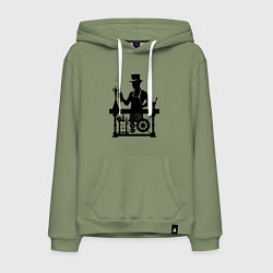 Толстовка-худи хлопковая мужская Бармен стимпанк, цвет: авокадо