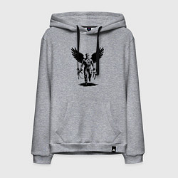 Толстовка-худи хлопковая мужская Крылатый мастер с инструментами, цвет: меланж