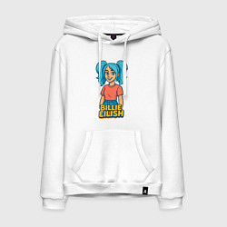 Толстовка-худи хлопковая мужская Билли Айлиш мультяшка, цвет: белый