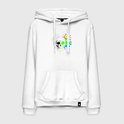 Толстовка-худи хлопковая мужская Не стань серой массой - череп, цвет: белый