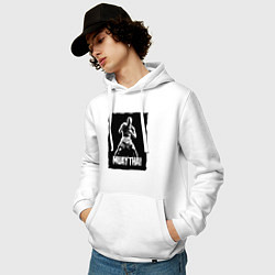 Толстовка-худи хлопковая мужская Муай тай сила и мощь, цвет: белый — фото 2