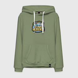 Толстовка-худи хлопковая мужская Сервис авто, цвет: авокадо