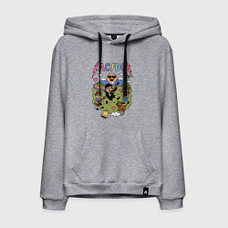 Толстовка-худи хлопковая мужская ACDC мультяшный стиль, цвет: меланж