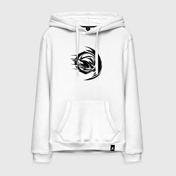 Толстовка-худи хлопковая мужская Волейбольный мяч вихревой удар, цвет: белый
