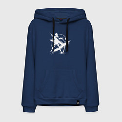 Толстовка-худи хлопковая мужская Динамичная игра в настольный теннис, цвет: тёмно-синий