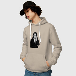 Толстовка-худи хлопковая мужская Lana Del Rey в деловом костюме, цвет: миндальный — фото 2