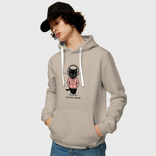 Мужская толстовка-худи Sigma cat 3 / Миндальный – фото 3