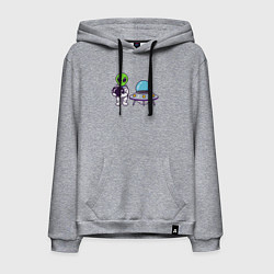 Толстовка-худи хлопковая мужская Инопланетянин космонавт, цвет: меланж
