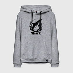 Толстовка-худи хлопковая мужская Акула в водрослях, цвет: меланж