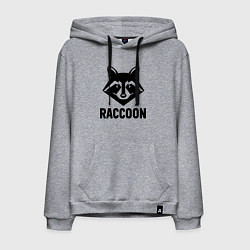 Толстовка-худи хлопковая мужская Енот строгий черный, цвет: меланж