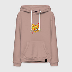 Толстовка-худи хлопковая мужская Love pizza, цвет: пыльно-розовый