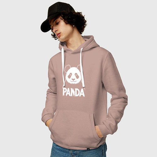 Мужская толстовка-худи Панда стиль / Пыльно-розовый – фото 3