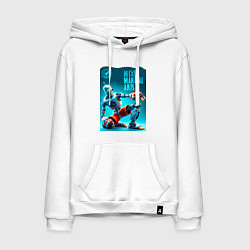 Толстовка-худи хлопковая мужская Bender bending robot - mixed martial arts, цвет: белый