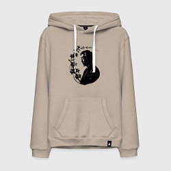 Толстовка-худи хлопковая мужская Мастер волшебных цветов Миядзаки, цвет: миндальный