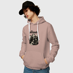 Толстовка-худи хлопковая мужская The animals группа из зверей, цвет: пыльно-розовый — фото 2