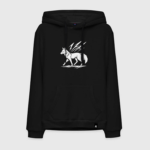 Мужская толстовка-худи Лисица с молниями / Черный – фото 1