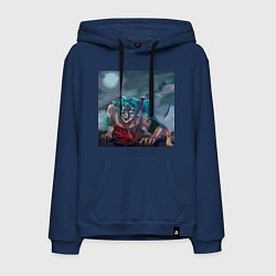 Толстовка-худи хлопковая мужская Halloween Miku zombie, цвет: тёмно-синий
