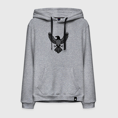 Мужская толстовка-худи Ворон символ - оберег в кельтском стиле / Меланж – фото 1