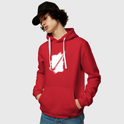 Толстовка-худи хлопковая мужская Хоккейная клюшка в квадрате, цвет: красный — фото 2