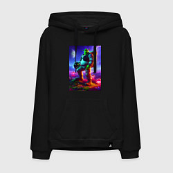 Толстовка-худи хлопковая мужская Космонавт Шрек на похожей планете, цвет: черный