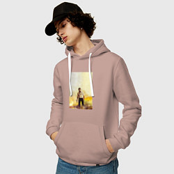 Толстовка-худи хлопковая мужская Logan, цвет: пыльно-розовый — фото 2