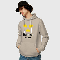 Толстовка-худи хлопковая мужская Swedish Hockey, цвет: миндальный — фото 2