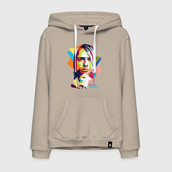 Толстовка-худи хлопковая мужская Kurt Cobain: Colors, цвет: миндальный