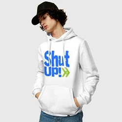 Толстовка-худи хлопковая мужская Shut up!, цвет: белый — фото 2